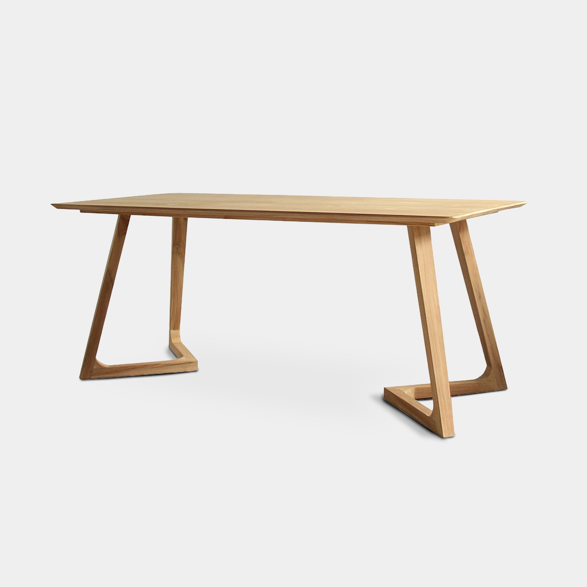 Ayutthaya rectangular reclaimed teak dining table with a fluted pedestal base, handmade in Chiang Mai by Villa Teak Living.