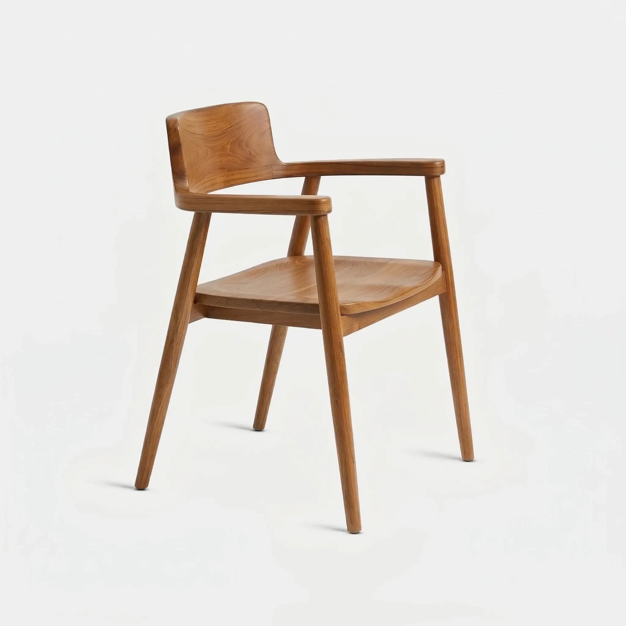 Pandan Tropical Japandi all-wood dining chair, handcrafted from 100% reclaimed old teak in Chiang Mai, Thailand.
