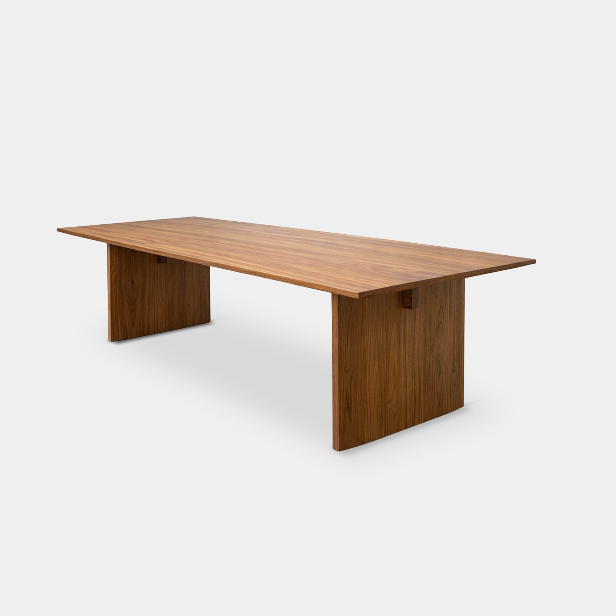 Samui oval dining table with three conical pedestal bases, handcrafted from 100% reclaimed old teak in Chiang Mai, Thailand.
