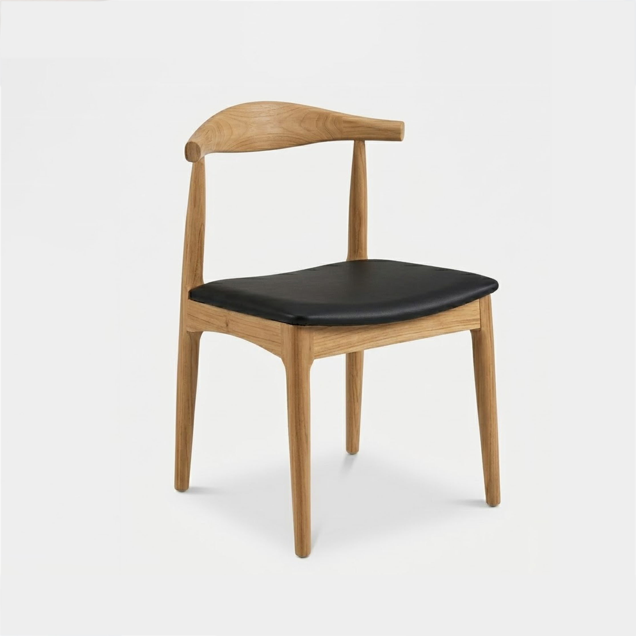 Tamarind mid-century dining chair with curved backrest, handcrafted from 100% reclaimed old teak in Chiang Mai, Thailand.